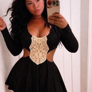 Black Dress with Lace Detail